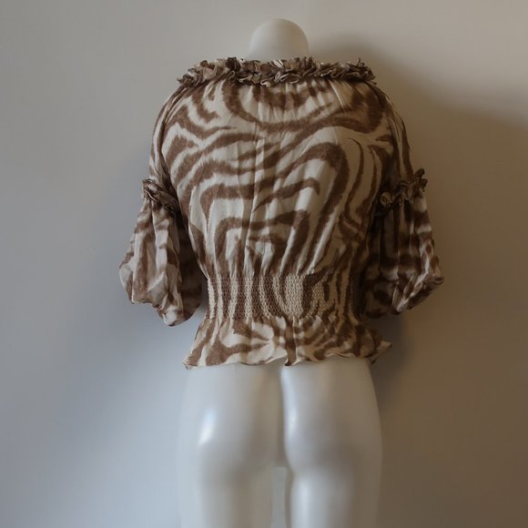 CHRISTINA MAKOWSKY RUFFLE OFF SHOULDER TOP M * - Picture 6 of 9